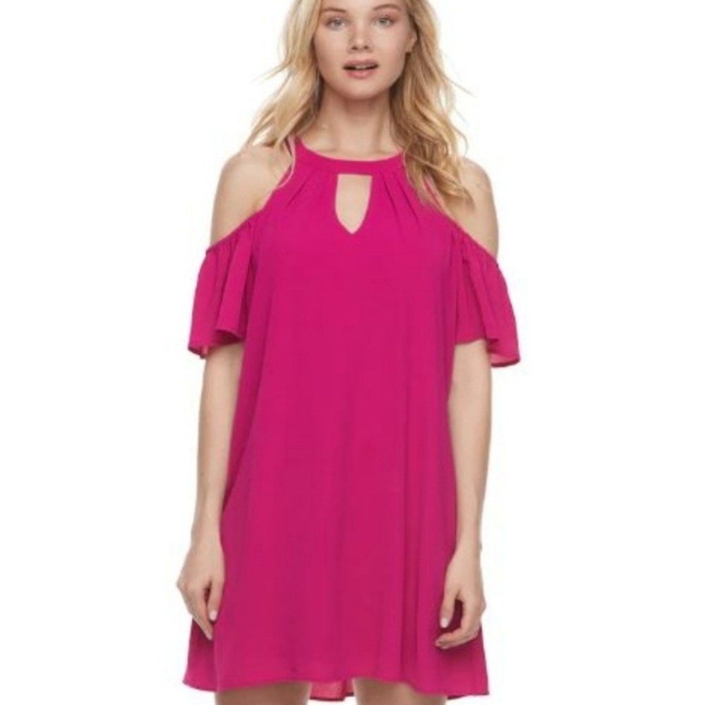 NWT!👗Lily Rose👗Cold Shoulder-Berry Mini Dress👗